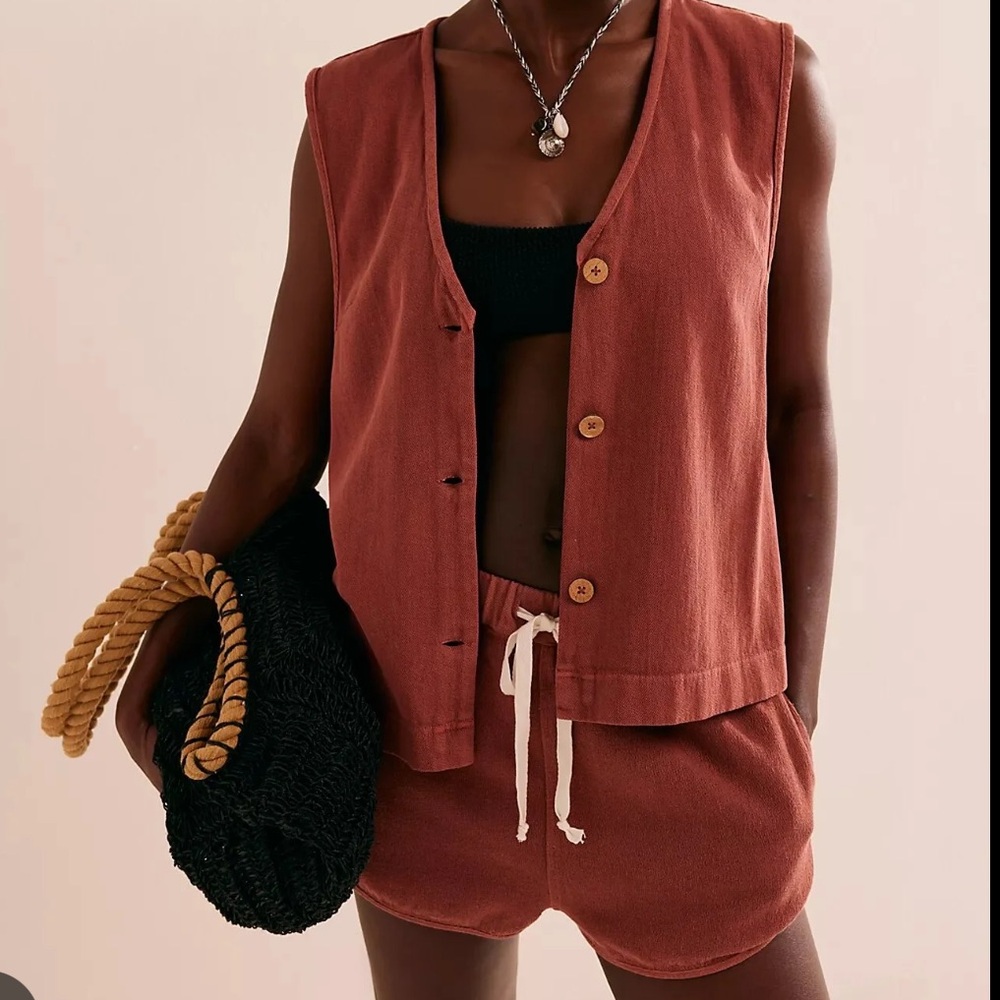Free People Rust Vest & Short Set
